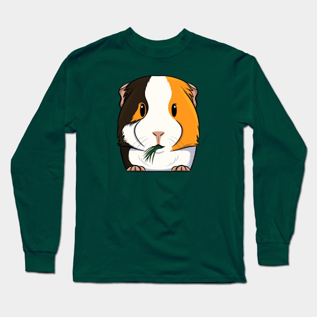 Tri-Color Smooth Coat Guinea Pig Long Sleeve T-Shirt by DeguArts